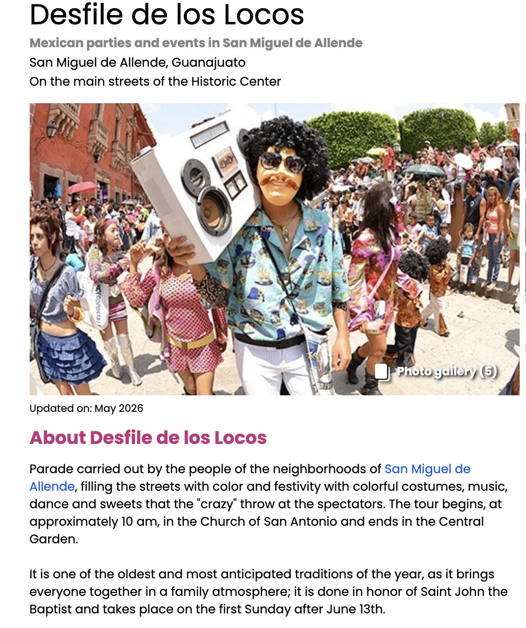 Desfile de los Locos 2026: San Miguel de Allende's Wildest Street Party